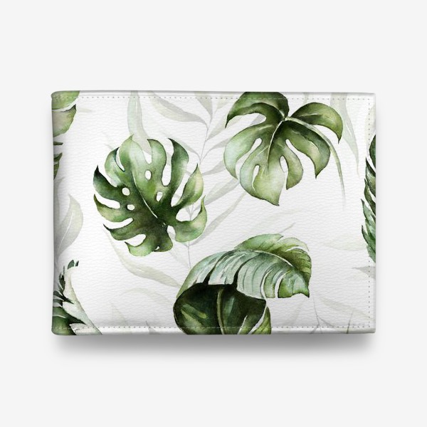 Кошелек «Паттерн акварельные листья пальмы, каллы, орхидеи»