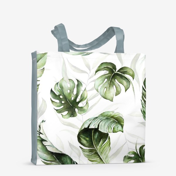 Сумка-шоппер &laquo;Паттерн акварельные листья пальмы, каллы, орхидеи&raquo;