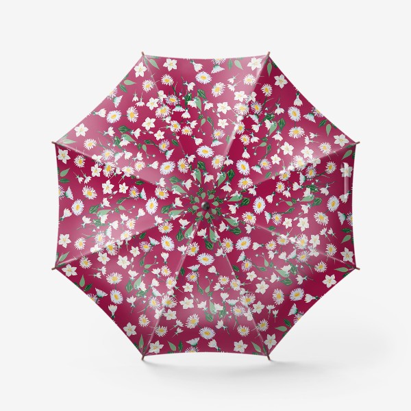 Зонт «Ромашки на рубиновом »