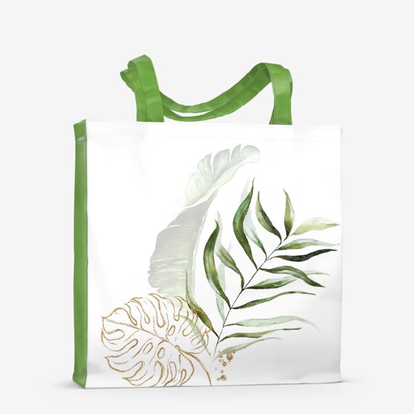Сумка-шоппер «Букет листья пальмы. Акварель и золото»