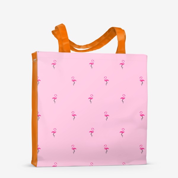 Сумка-шоппер «Фламинго на розовом фоне, бесшовный паттерн»