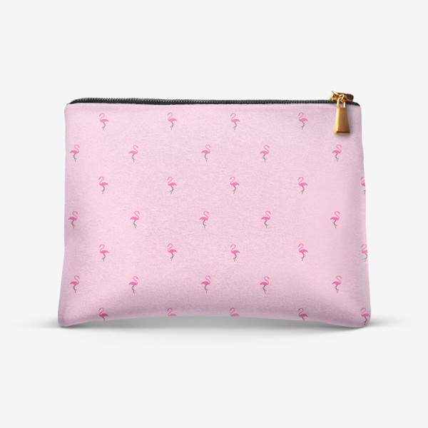 Косметичка «Фламинго на розовом фоне, бесшовный паттерн»