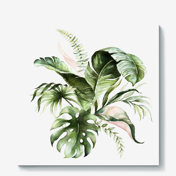 Холст «Листья пальмы акварель»