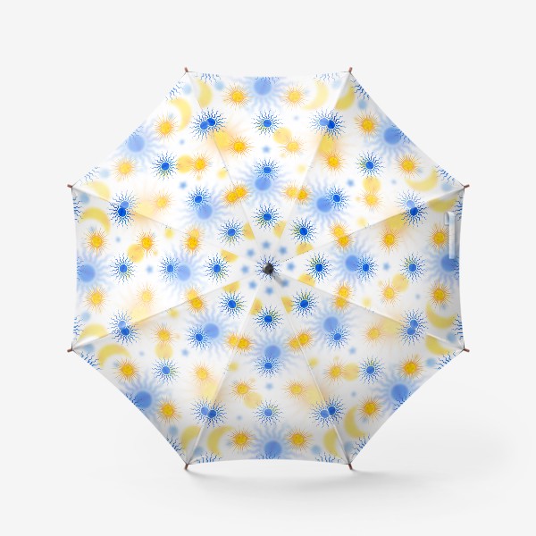 Зонт «Космический паттерн солнце, луна и звезды. Коллекция в стиле Бохо (Boho). Геометрические фигуры с акварельной текстурой»