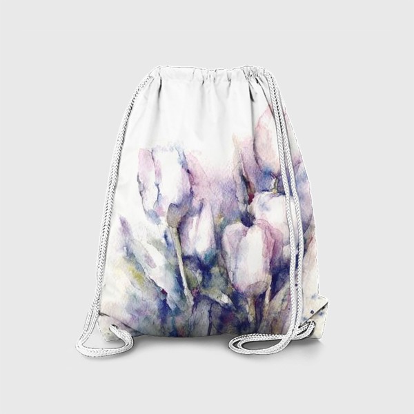 Рюкзак «Нежные белые тюльпаны. Акварельная иллюстрация »