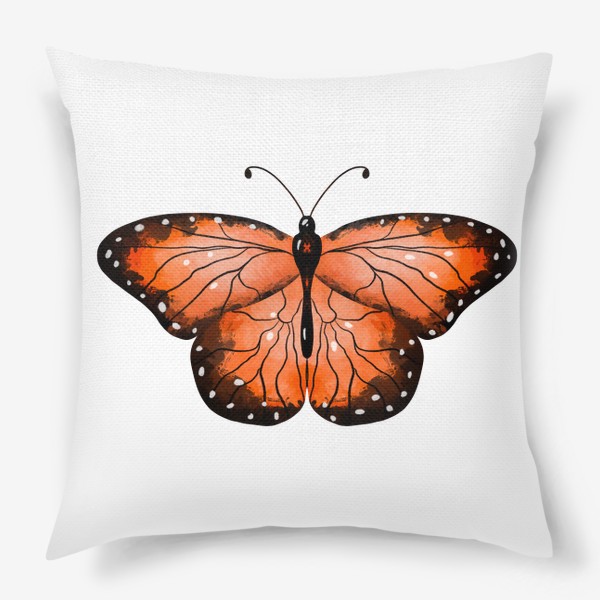 Подушка «Бабочка с оранжевыми, коричневыми крылышками»