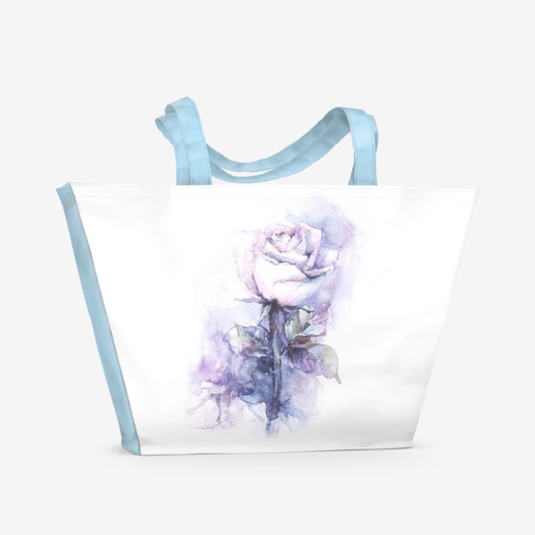 Пляжная сумка «Нежная белая роза. Акварельная иллюстрация»