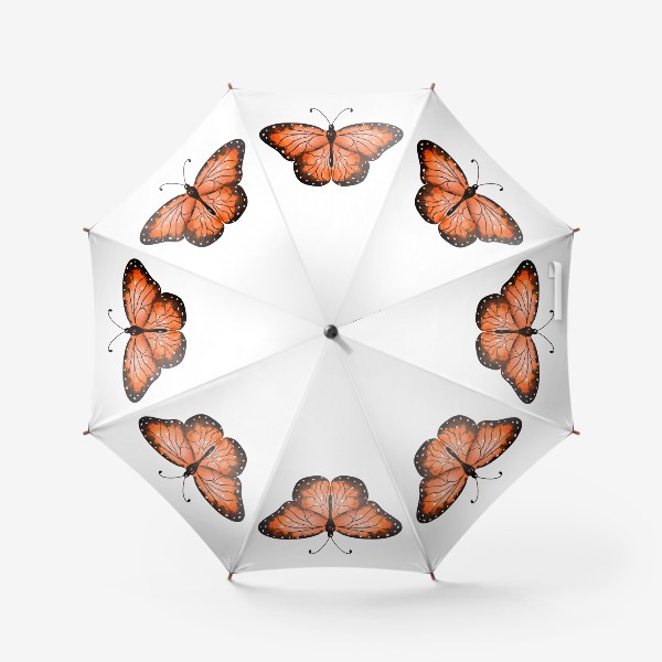 Зонт «Бабочка с оранжевыми, коричневыми крылышками»