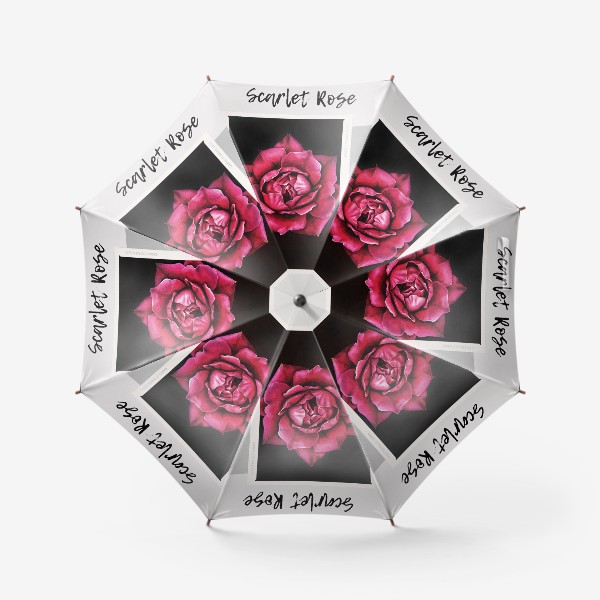 Зонт «Коллаж с алой розой. Сухоцвет. Черно-белое фото»