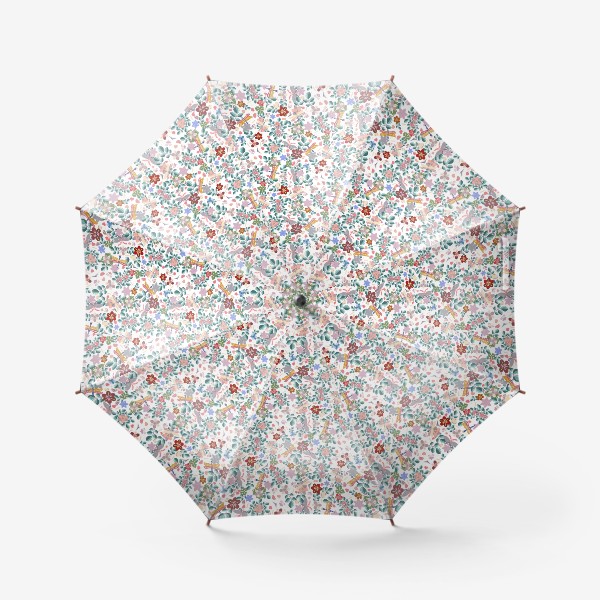Зонт «Коллекция "Летнее настроение". Цветочные фантазии, мотылёк и стрекоза. Летний луг»