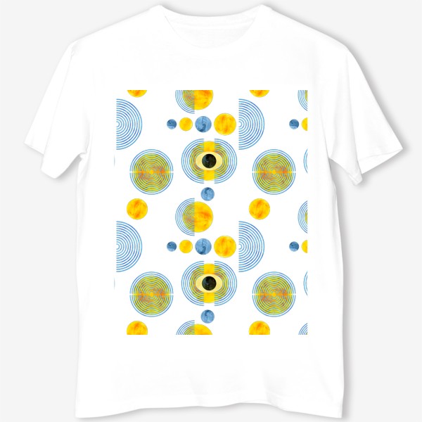 Футболка &laquo;Космический паттерн солнце и луна. Коллекция в стиле Бохо (Boho). Геометрические фигуры с акварельной текстурой&raquo;
