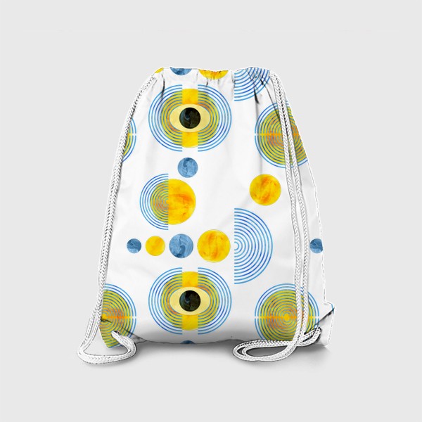 Рюкзак «Космический паттерн солнце и луна. Коллекция в стиле Бохо (Boho). Геометрические фигуры с акварельной текстурой»