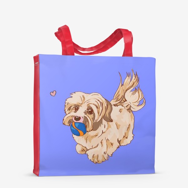 Сумка-шоппер «Милая болонка с мячиком - Собаки с сердцем»