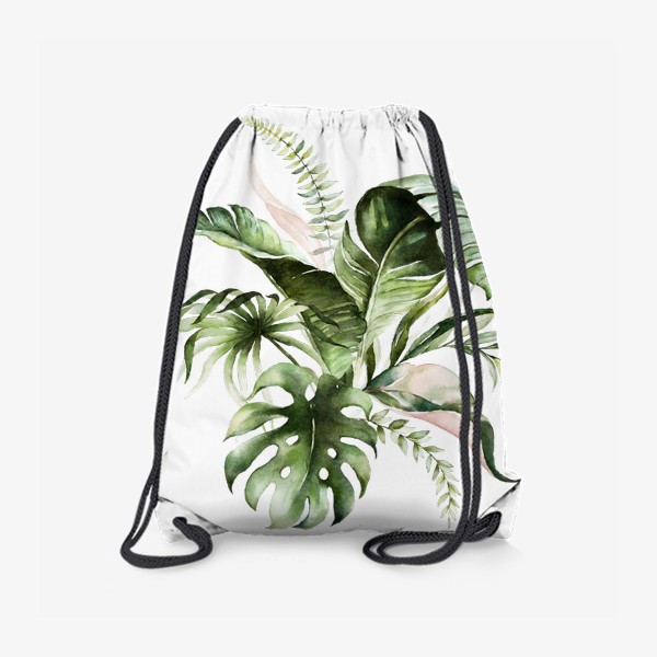 Рюкзак «Листья пальмы акварель»