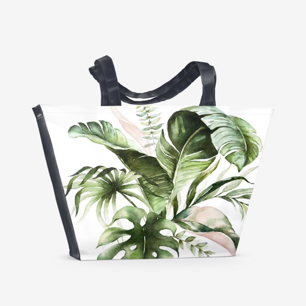 Пляжная сумка «Листья пальмы акварель»