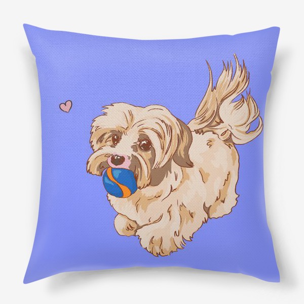 Подушка «Милая болонка с мячиком - Собаки с сердцем»
