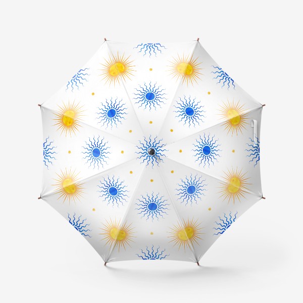 Зонт «Космический паттерн. Солнце и звезды. Коллекция в стиле Бохо (Boho). Геометрические фигуры с акварельной текстурой»