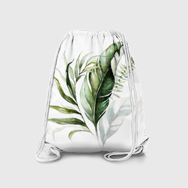 Рюкзак «Листья пальмы акварель»