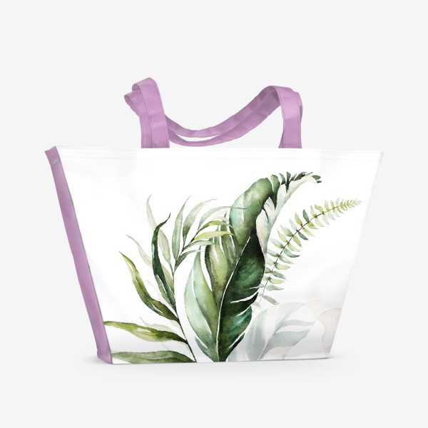 Пляжная сумка &laquo;Листья пальмы акварель&raquo;