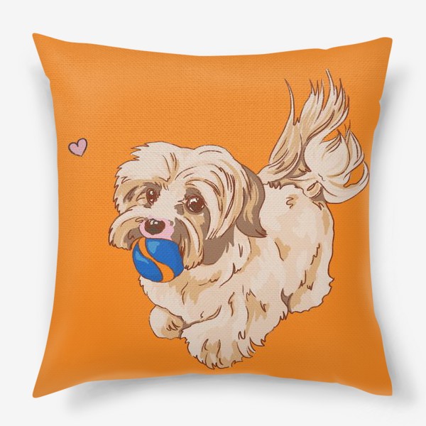 Подушка «Милая болонка с мячиком - Собаки с сердцем»