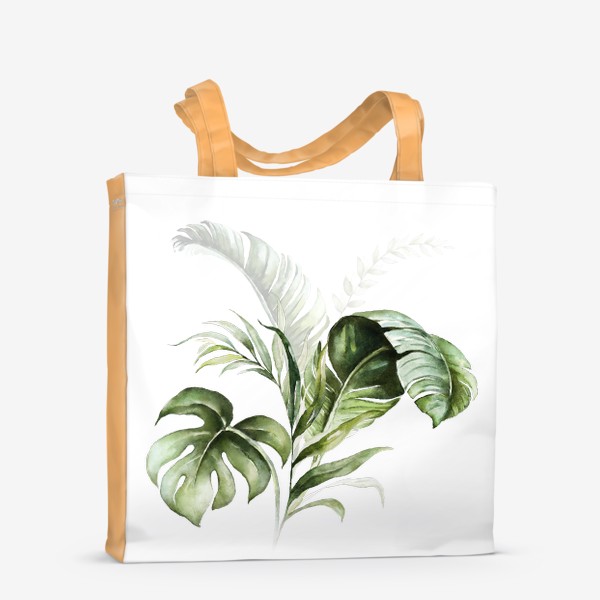 Сумка-шоппер «Листья пальмы акварель и золото»