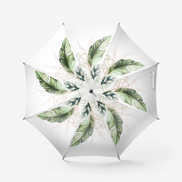 Зонт «Листья пальмы акварель и золото»