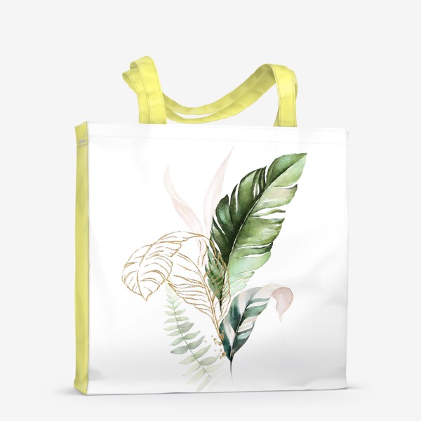 Сумка-шоппер «Листья пальмы акварель и золото»