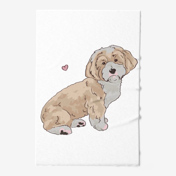Полотенце «Милая собачка болонка с сердечком»