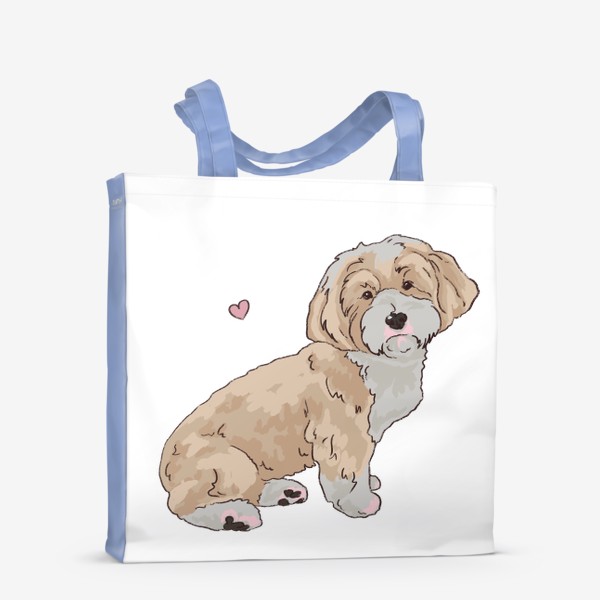 Сумка-шоппер «Милая собачка болонка с сердечком»