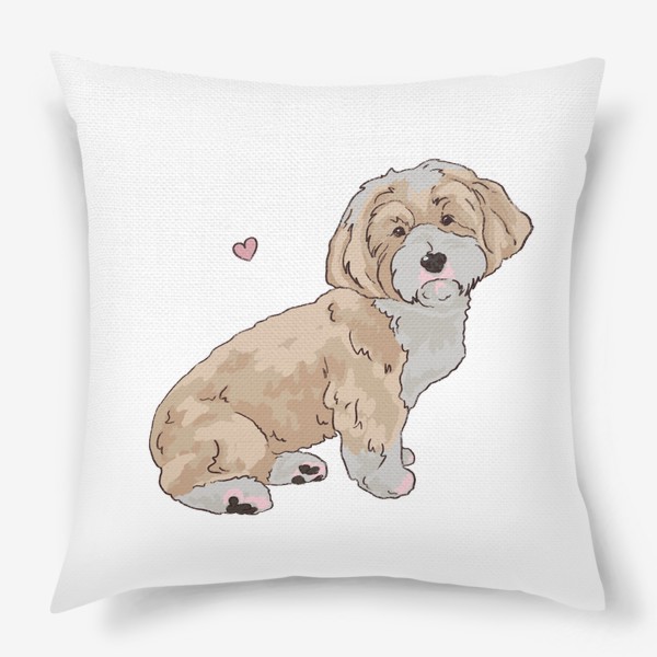 Подушка «Милая собачка болонка с сердечком»