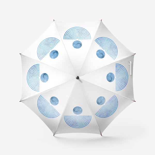 Зонт «Луна и волна. Коллекция в стиле Бохо (Boho). Геометрические фигуры с акварельной текстурой»