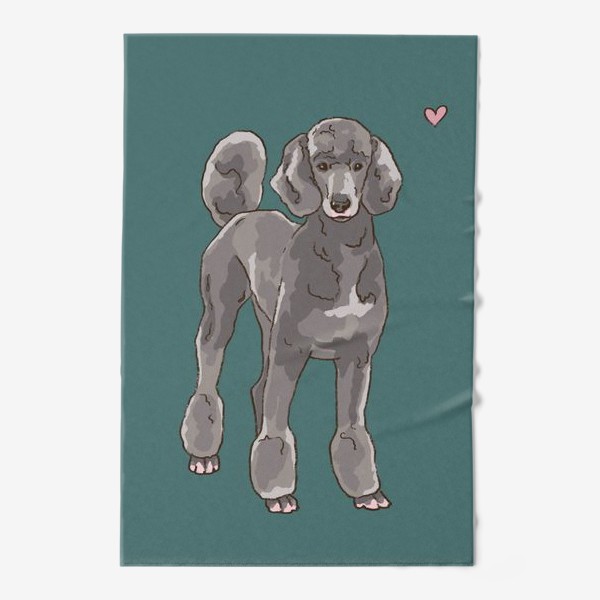 Полотенце «Серый пудель с сердечком - собаки»