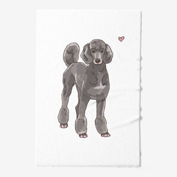 Полотенце «Серый пудель с сердечком - собаки»