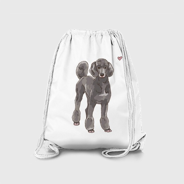 Рюкзак «Серый пудель с сердечком - собаки»