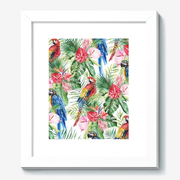 Картина «Тропический принт какаду в цветах»