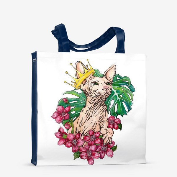Сумка-шоппер «Котик сфинкс в цветах »