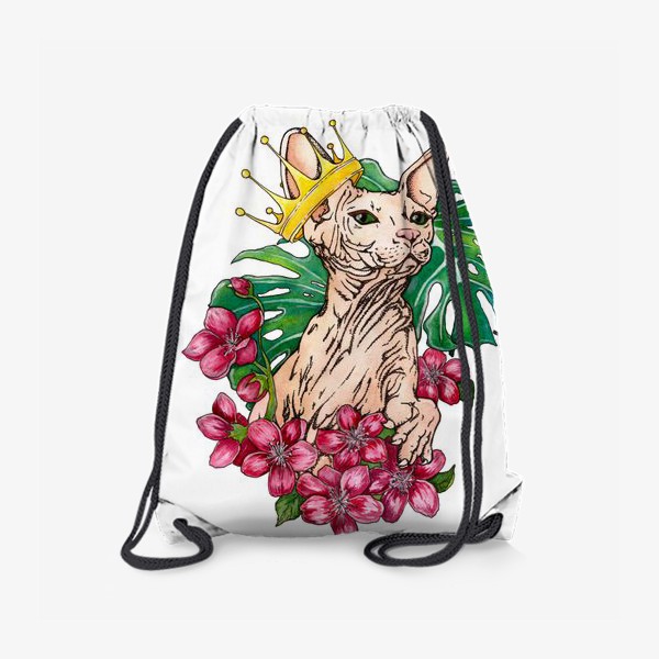 Рюкзак «Котик сфинкс в цветах »