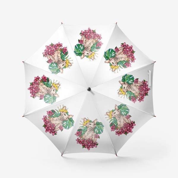 Зонт «Котик сфинкс в цветах »