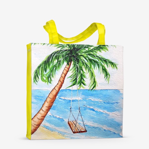 Сумка-шоппер «Пальма с качелями на берегу моря.»