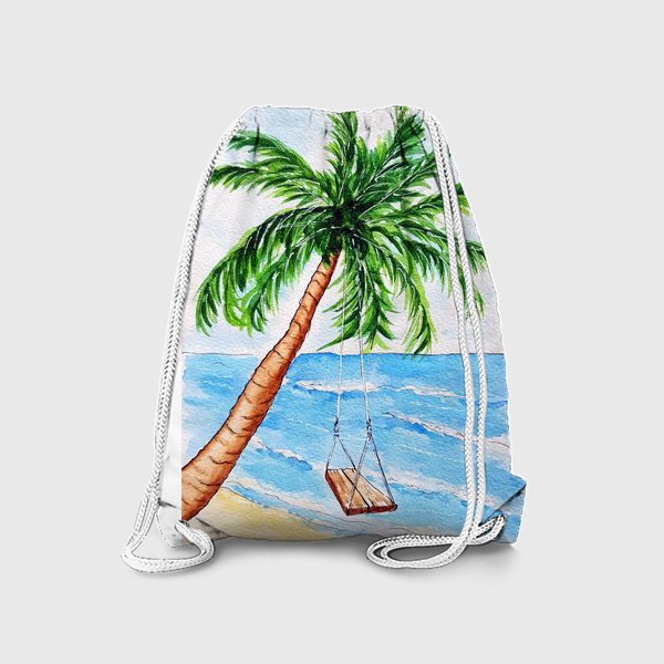 Рюкзак «Пальма с качелями на берегу моря.»
