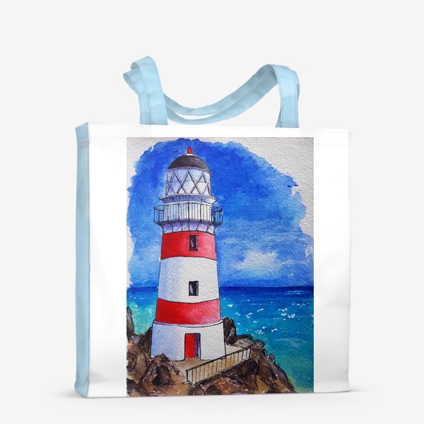 Сумка-шоппер «Красно белый маяк на море»