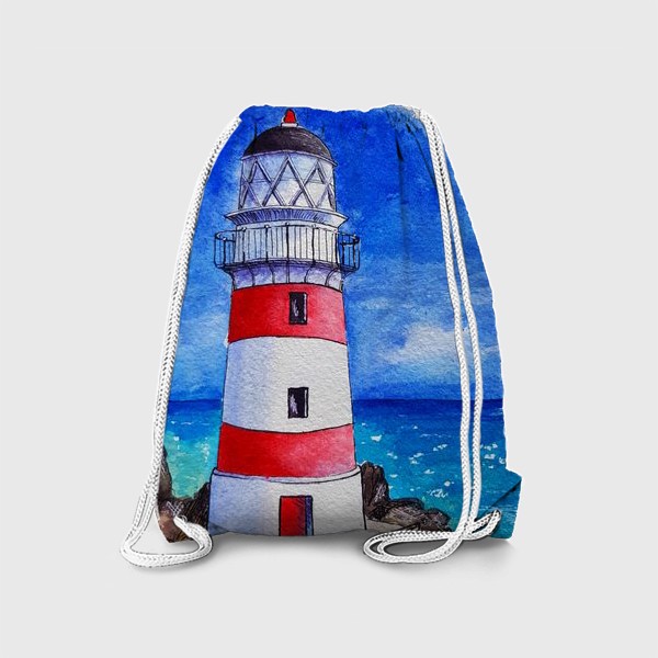 Рюкзак «Красно белый маяк на море»