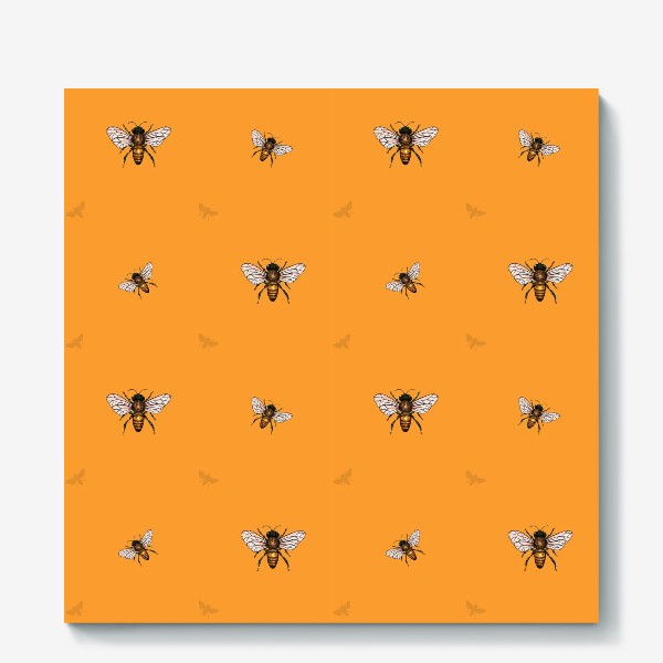 Холст «Пчелы на оранжевом фоне из коллекции Медовое лето»