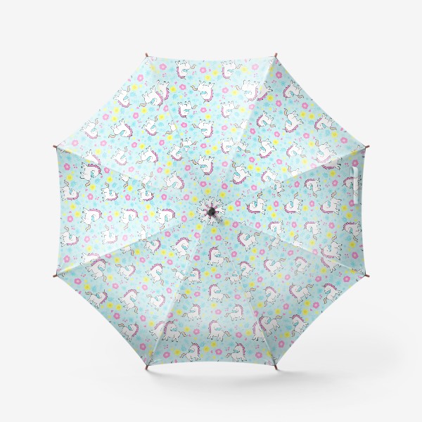 Зонт «Единороги с цветочками»