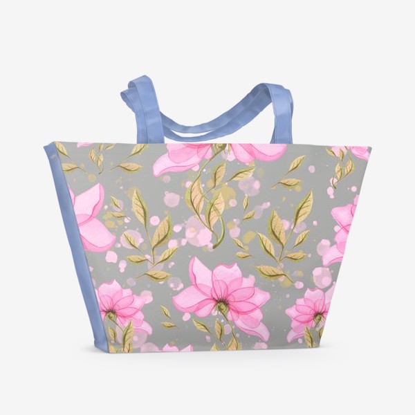 Пляжная сумка «Абстрактные розовые цветы. Акварельный паттерн.»