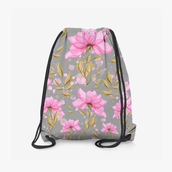 Рюкзак «Абстрактные розовые цветы. Акварельный паттерн.»