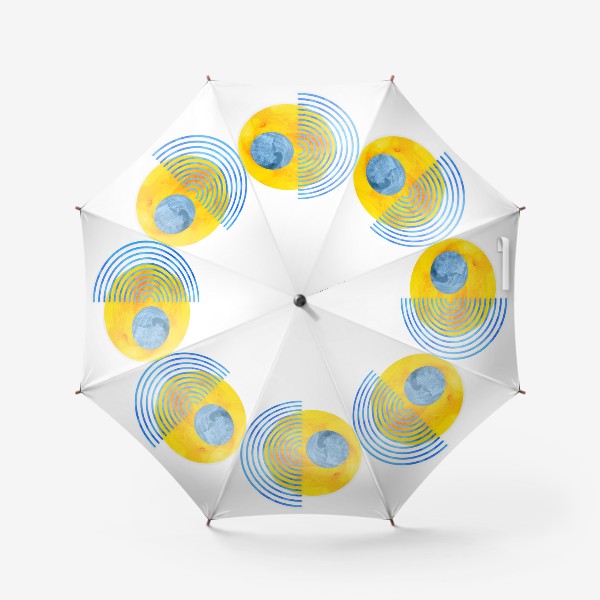 Зонт «Солнце и луна. Коллекция в стиле Бохо (Boho). Геометрические фигуры с акварельной текстурой»