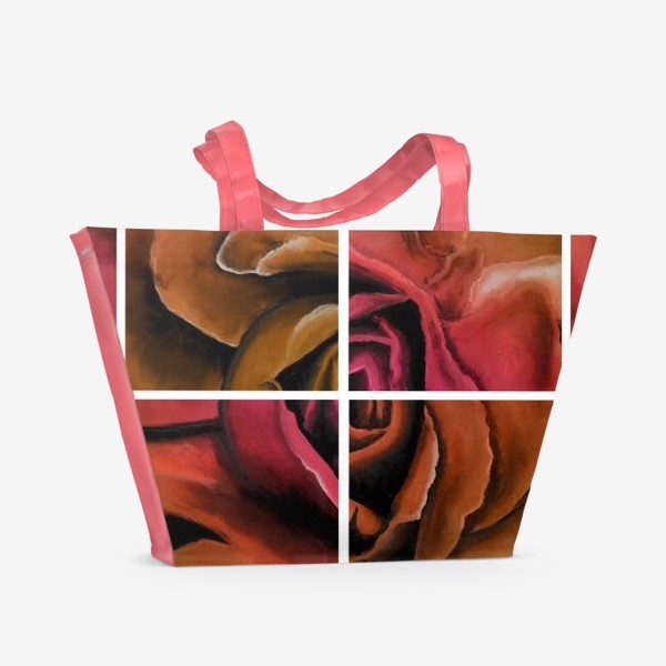 Пляжная сумка «Коллаж Такая чувственная осень. Красная роза сухой пастелью»