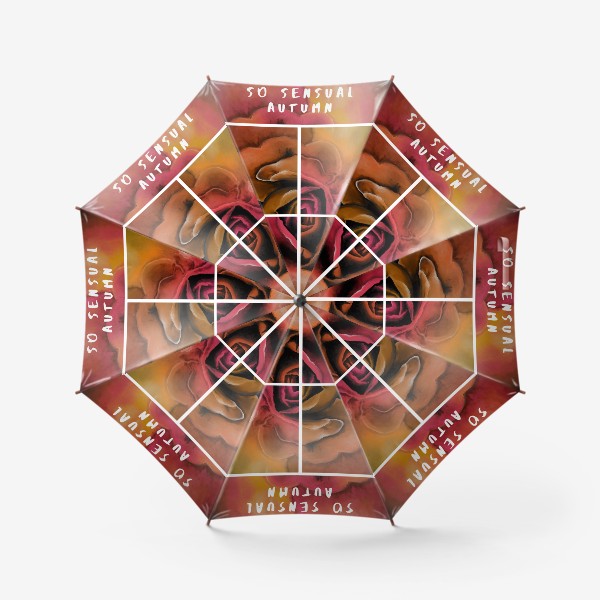 Зонт «Коллаж Такая чувственная осень. Красная роза сухой пастелью»
