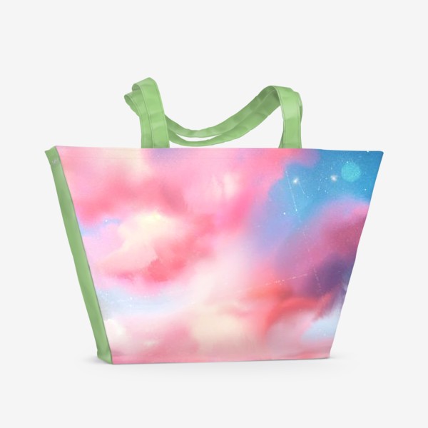 Пляжная сумка «Розовые облака, небо, звезды»
